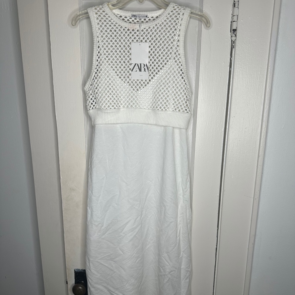 Zara White Combination Dress / Size Small
